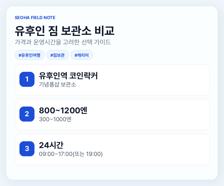 유후인 짐 보관소 비교 정보카드