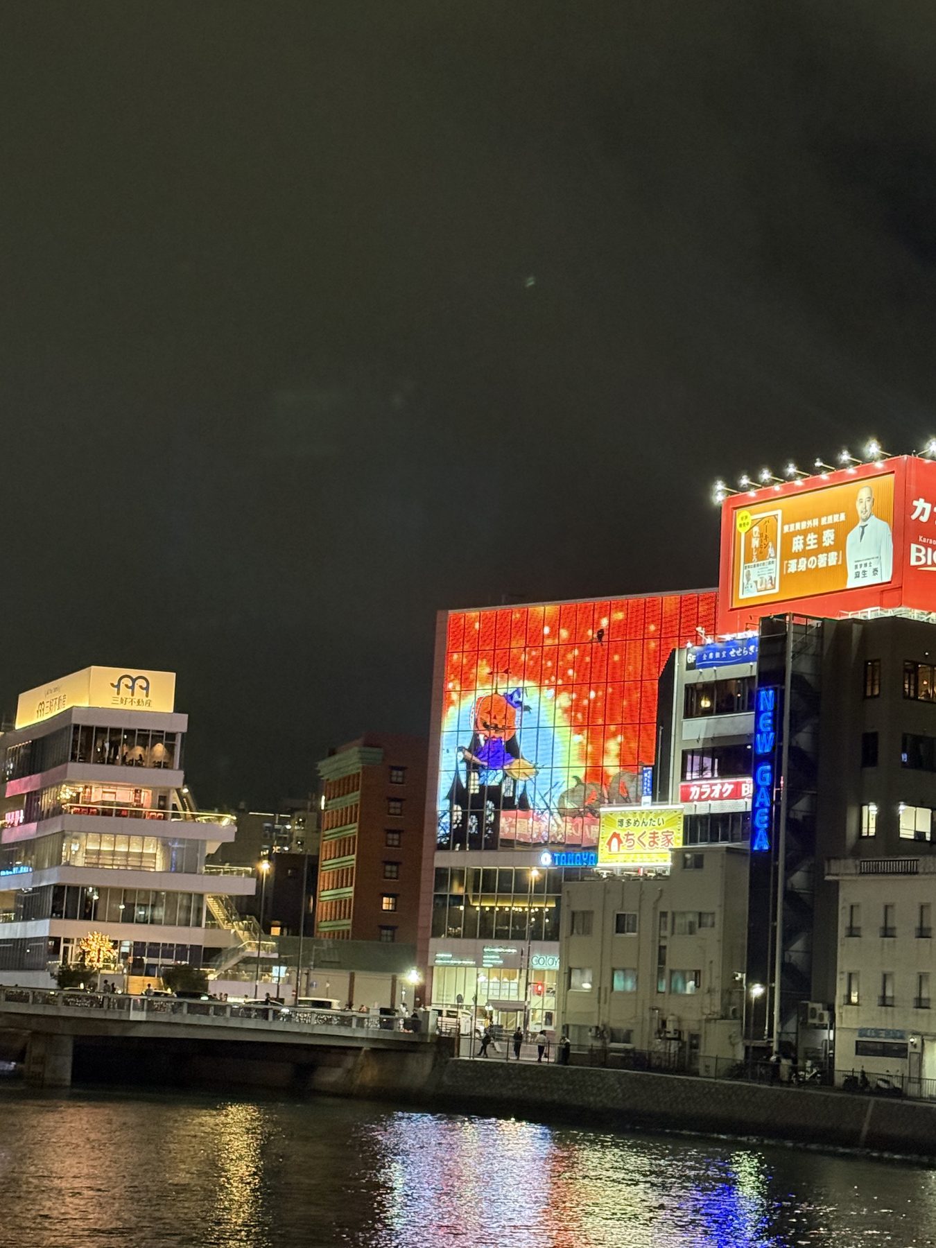 나카스강 건너 전광판 야경