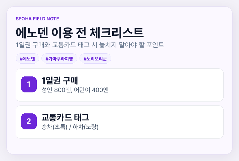 에노덴 이용 전 체크리스트